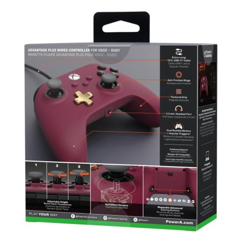 PowerA Advantage PLUS  vezetékes Xbox Series X|S kontroller - Burgundy
